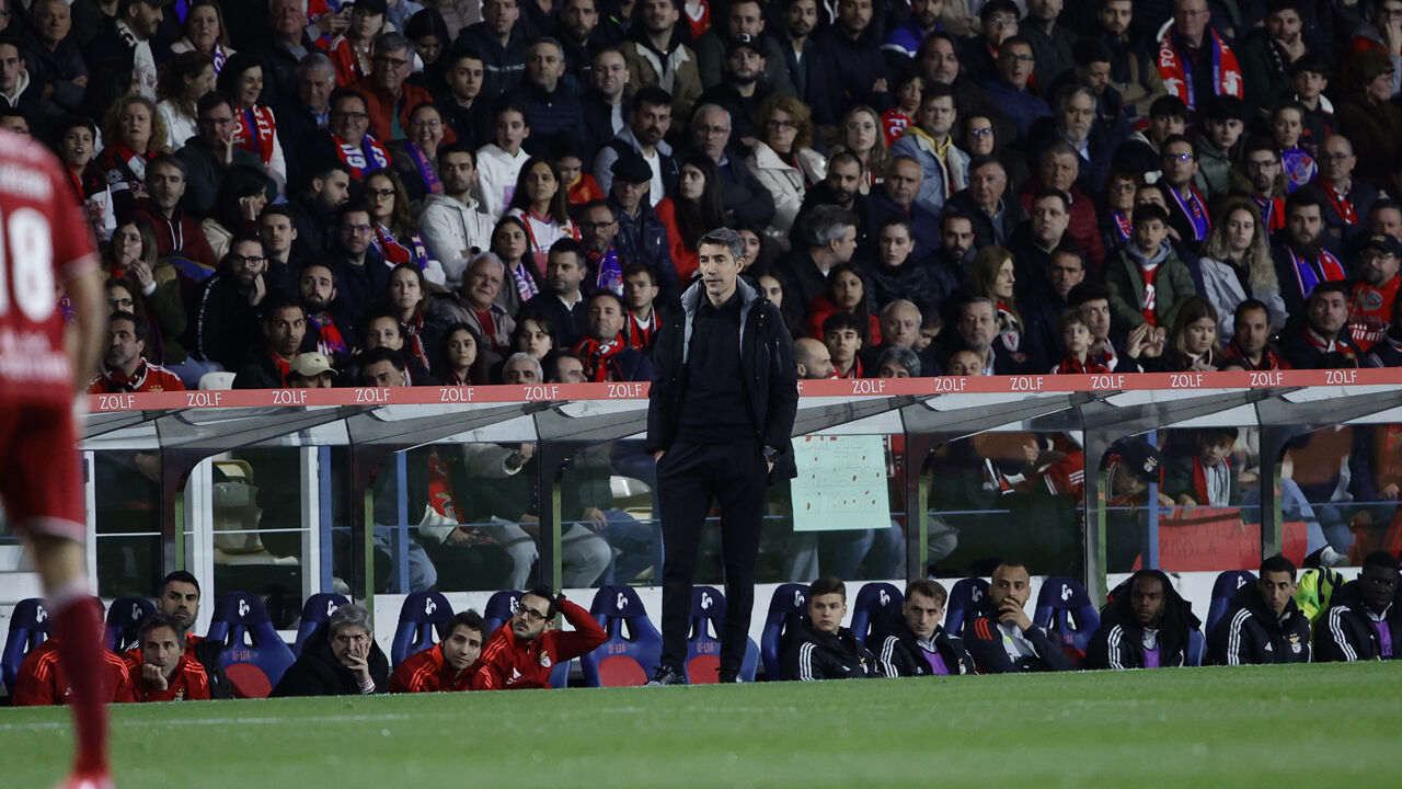 Bruno Lage, treinador do Benfica, observa o jogo com o Gil Vicente
