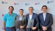 Tomás Melo Gouveia (jogador), Rui Morris (presidente PGA), Pedro Nunes Pedro (presidente FPG), Miguel Gaspar (vice-presidente FPG)