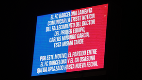 Barcelona-Osasuna adiado devido à morte do médico da equipa catalã