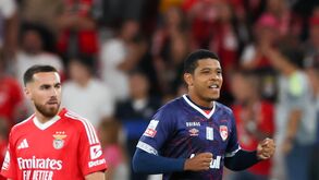 Vinícius Lopes após marcar um golo ao Benfica