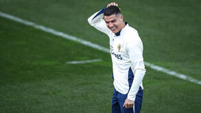 CR7 animado no treino