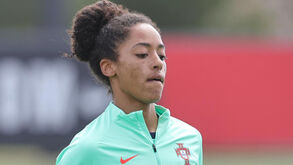 Nádia Gomes em ação durante um treino da Seleção