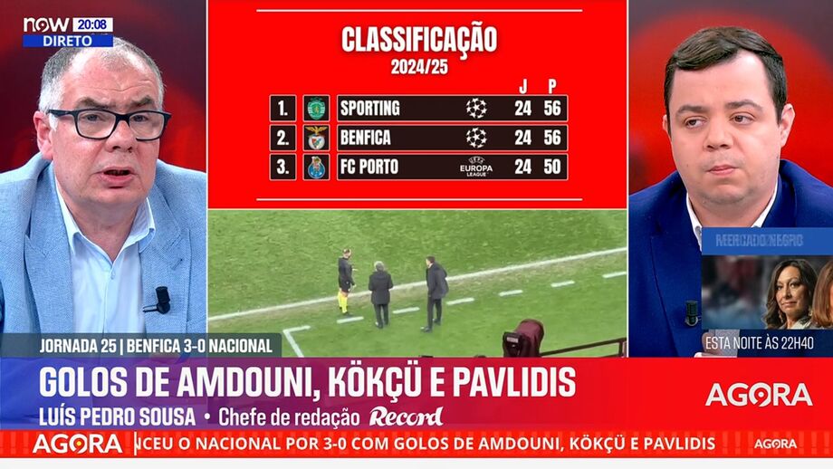 Luís Pedro Sousa, chefe de redação de Record, no programa 'Record na Hora' no Now