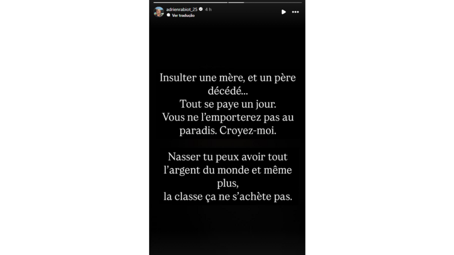 A mensagem de Adrien Rabiot nos 'stories' do Instagram