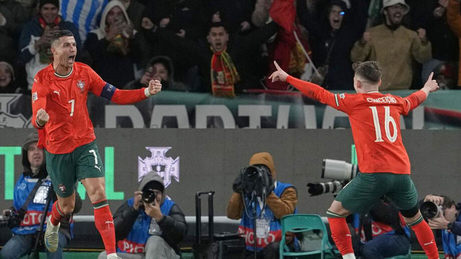 Cristiano Ronaldo e Francisco Conceição celebram
