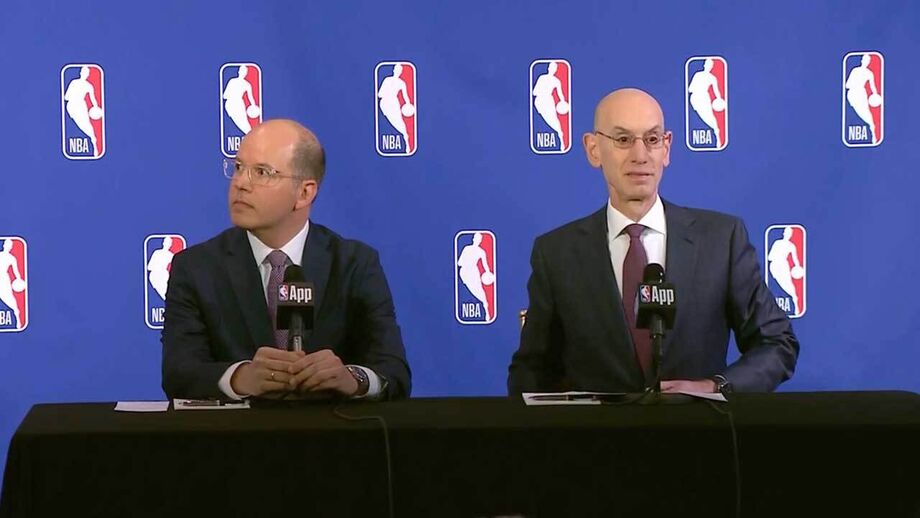 Andreas Zagklis e Adam Silver na conferência