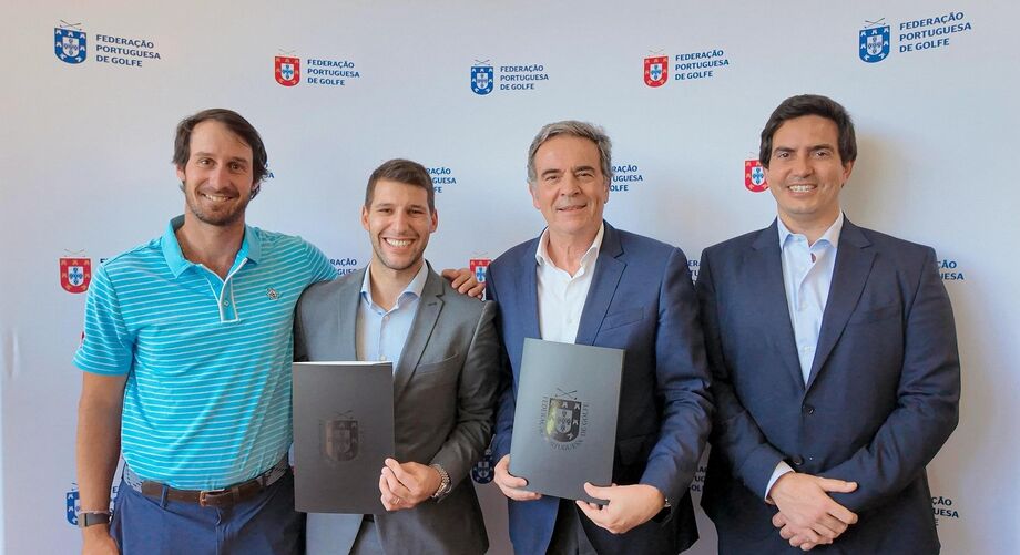 Tomás Melo Gouveia (jogador), Rui Morris (presidente PGA), Pedro Nunes Pedro (presidente FPG), Miguel Gaspar (vice-presidente FPG)