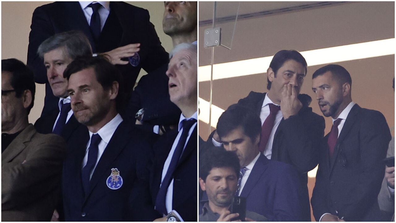 Villas-Boas e Rui Costa separados na tribuna