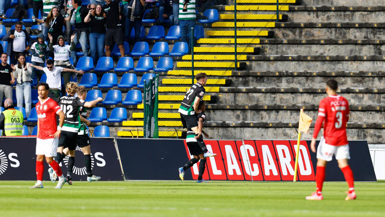 Fresneda e Geny Catamo festejam o golo do Sporting