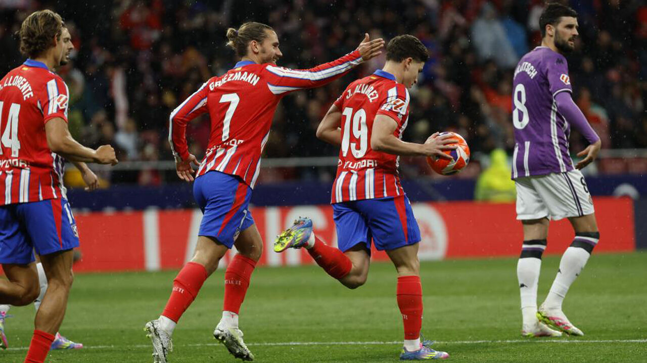 Julián Alvarez, com dois penáltis convertidos, foi uma das figuras do At. Madrid-Valladolid