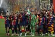 Os festejos do Barcelona após conquista da Taça do Rei, frente ao Real Madrid