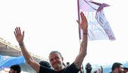 Luis Enrique durante a festa de campeão do PSG
