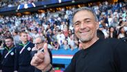 Luis Enrique durante a festa de campeão do PSG