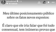 A publicação de Larissa Ferrari