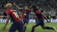 Os festejos do Barcelona após conquista da Taça do Rei, frente ao Real Madrid