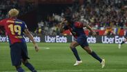 Os festejos do Barcelona após conquista da Taça do Rei, frente ao Real Madrid