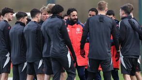 Ruben Amorim com o plantel do Manchester United