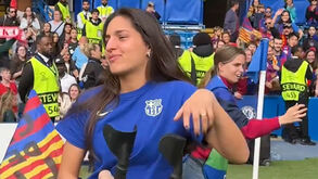 Kika Nazareth não segurou as lágrimas ao ouvir adeptos do Barcelona cantarem o seu nome