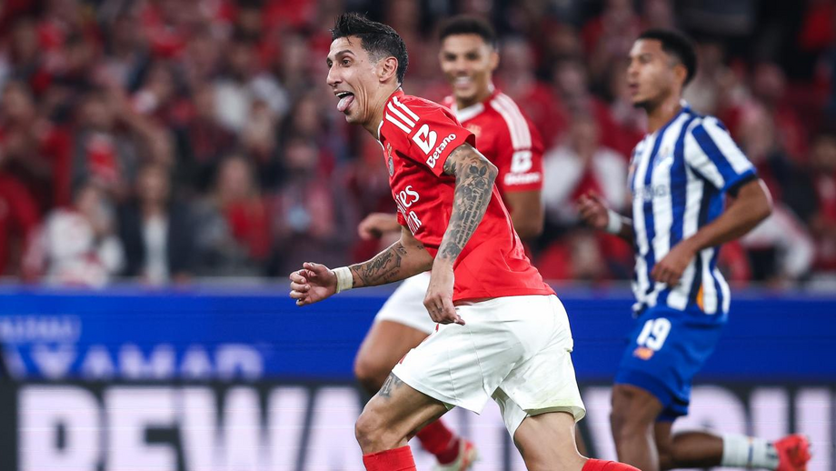 Di María festeja após marcar no clássico contra o FC Porto, na Luz