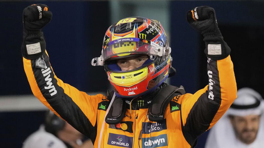 Piastri festeja após conquistar o GP do Bahrain
