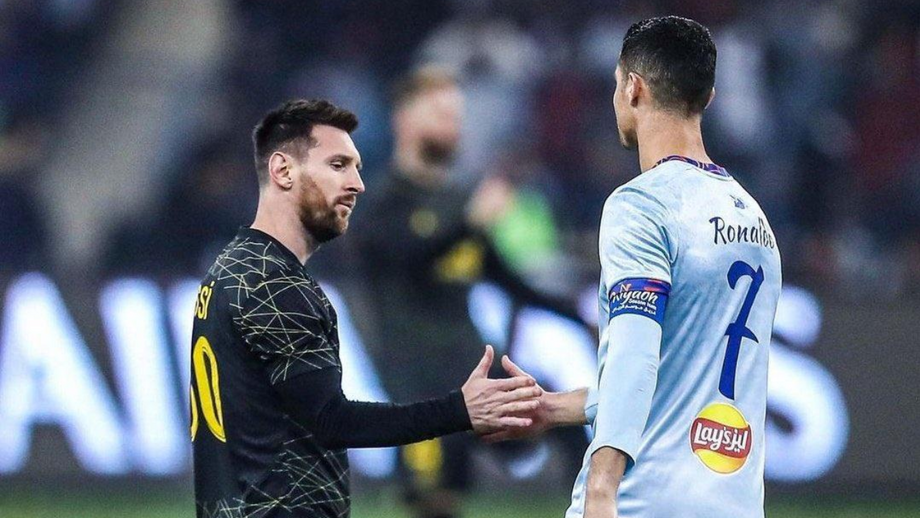 Lionel Messi e Cristiano Ronaldo durante o All Star Riade-PSG