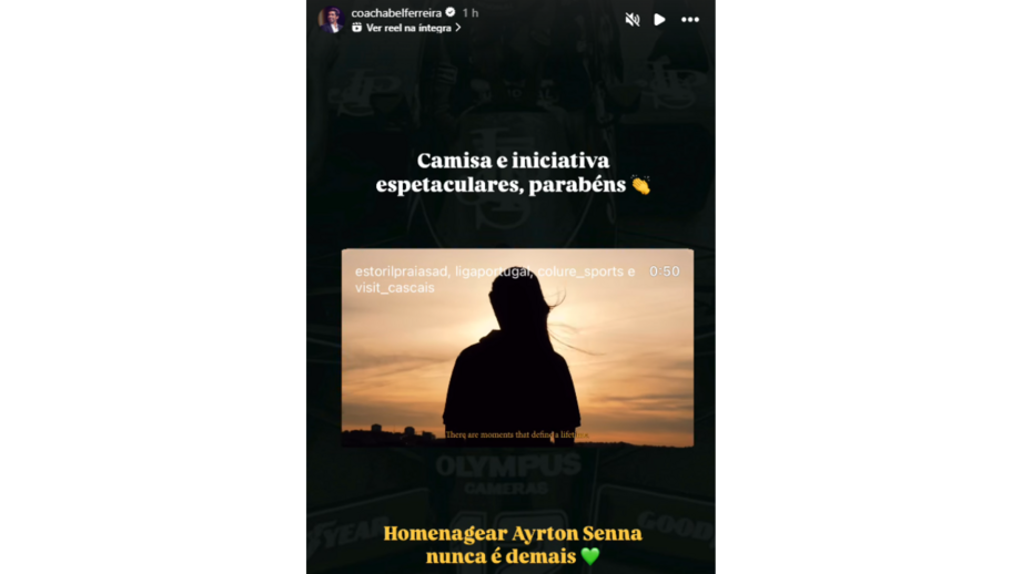 Storie de Abel Ferreira sobre a homenagem do Estoril a Ayrton Senna