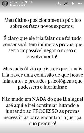 A publicação de Larissa Ferrari