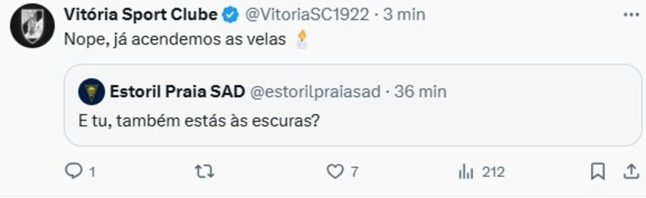 A troca de mensagens entre V. Guimarães e Estoril durante o apagão