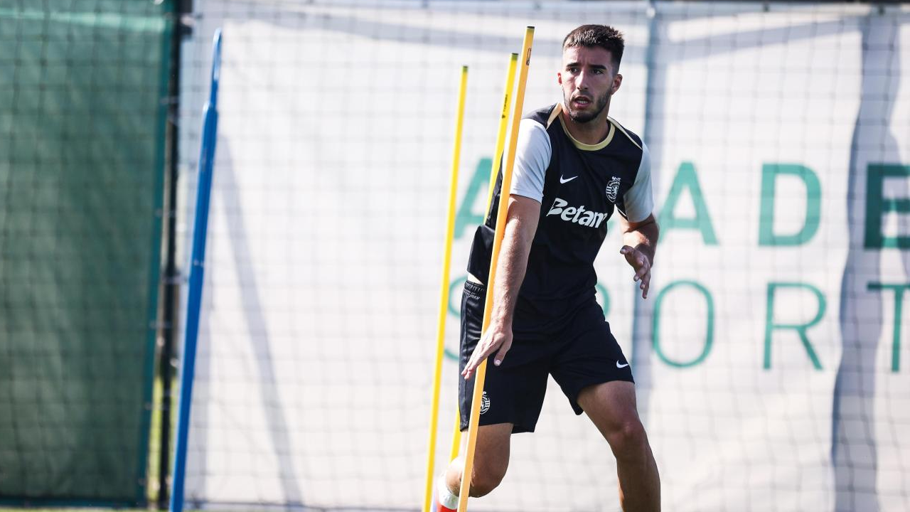 Gonçalo Inácio durante uma sessão de treino na Academia de Alcochete