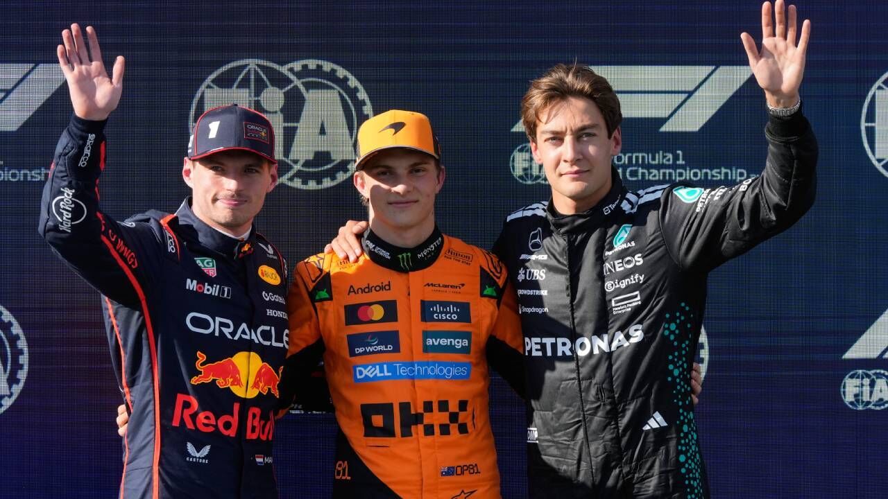 Max Verstappen, Oscar Piastri e George Russell