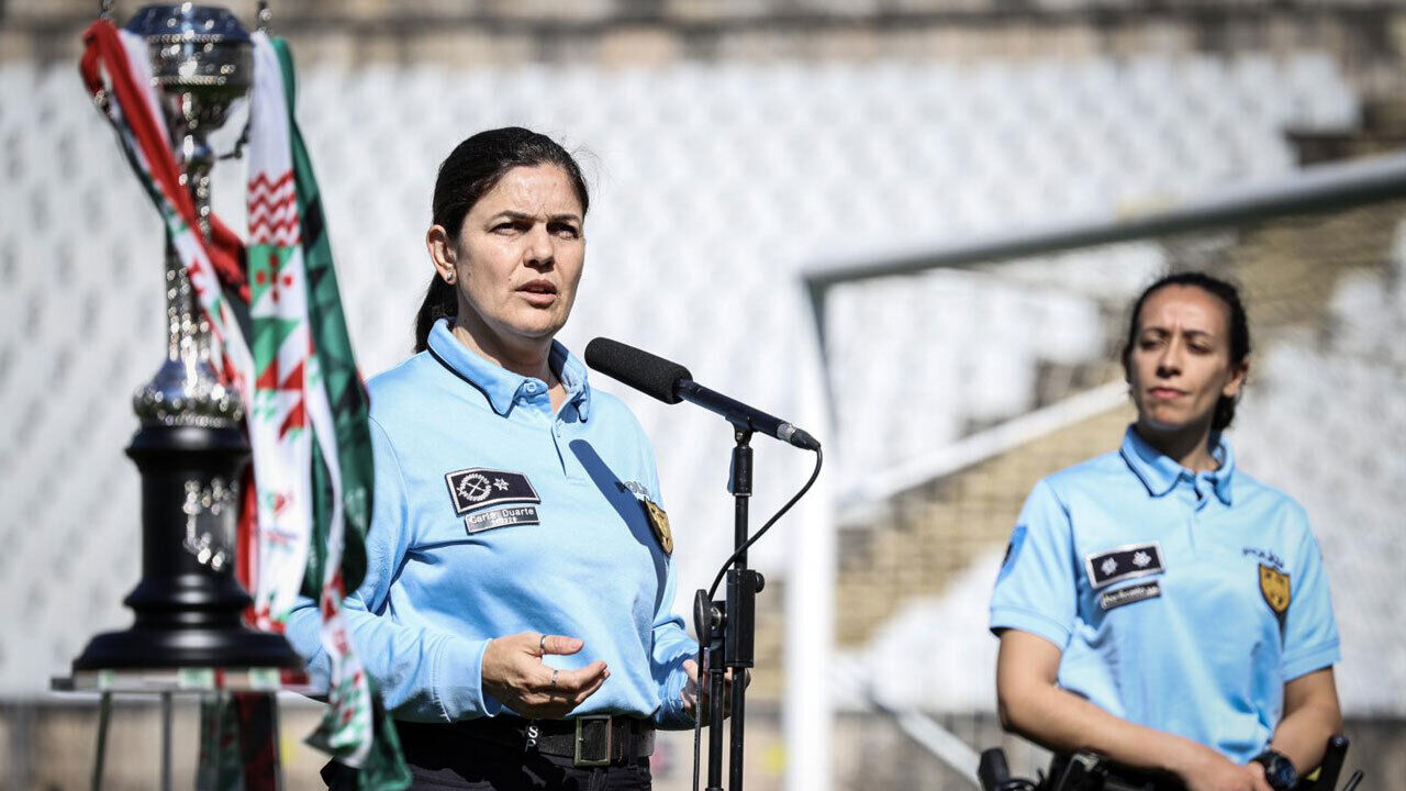 Carla Duarte e Ana Ricardo, da PSP, na apresentação do plano de segurança para a final da Taça de Portugal