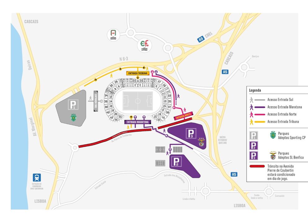 Os acessos ao Jamor para a final da Taça de Portugal