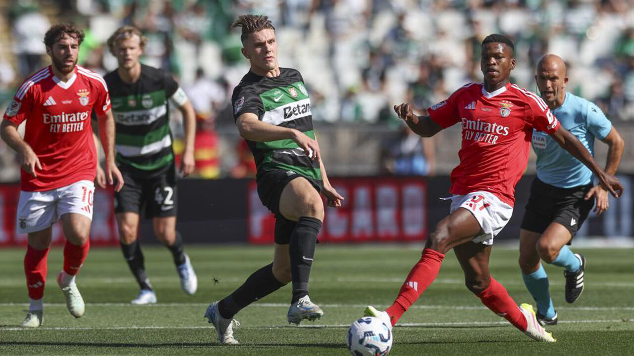 Florentino com Gyökeres durante o Benfica-Sporting