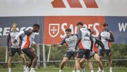 Boa disposição em mais um treino do Benfica