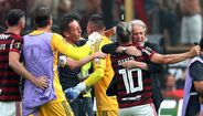 Jorge Jesus nos festejos da Libertadores com o Flamengo