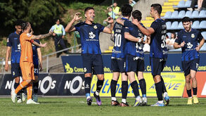 Jogadores do Arouca a festejar