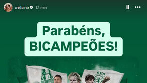 Cristiano Ronaldo reage ao título do Sporting: «Parabéns, bicampeões!»
