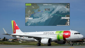 Avião da TAP e o mapa da rota
