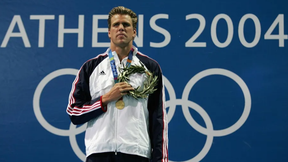 Gary Hall Jr. no pódio de Atenas'2004