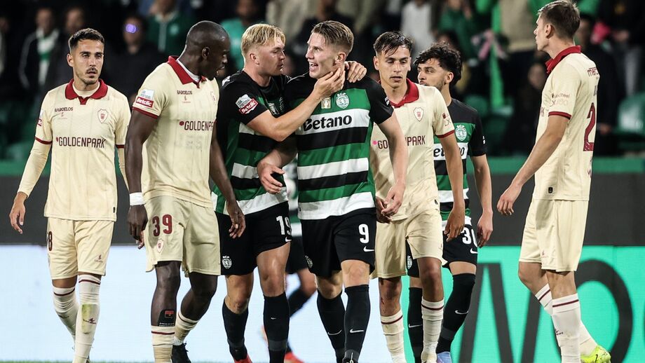 Gyökeres e Harder no duelo com os minhotos