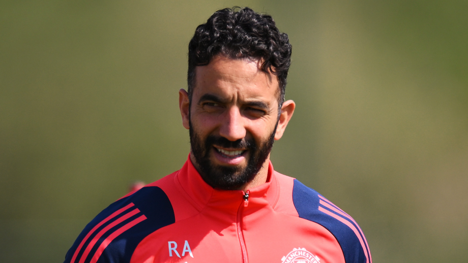 Ruben Amorim durante o treino ao serviço do Manchester United