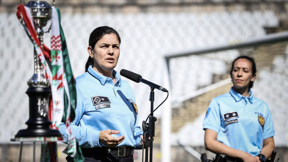 Carla Duarte e Ana Ricardo, da PSP, na apresentação do plano de segurança para a final da Taça de Portugal