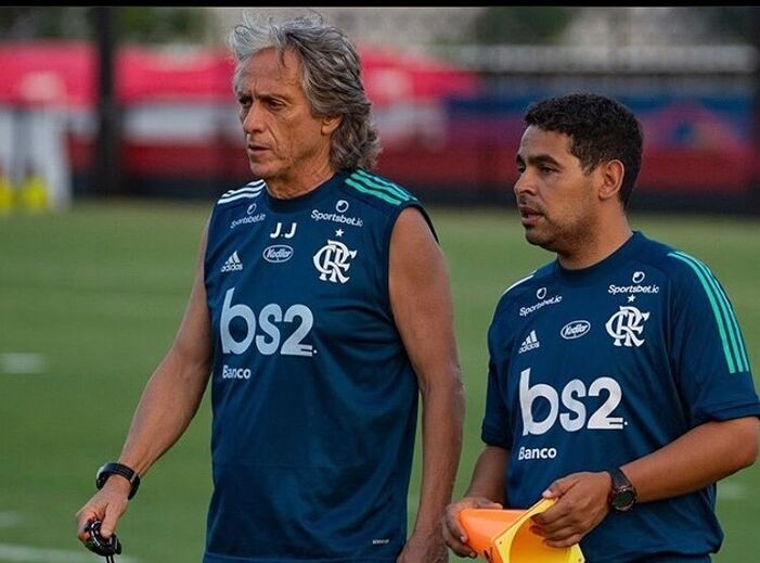 Márcio Sampaio com Jorge Jesus no Flamengo
