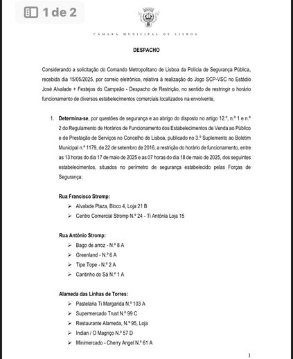 O despacho da CML - Parte 1