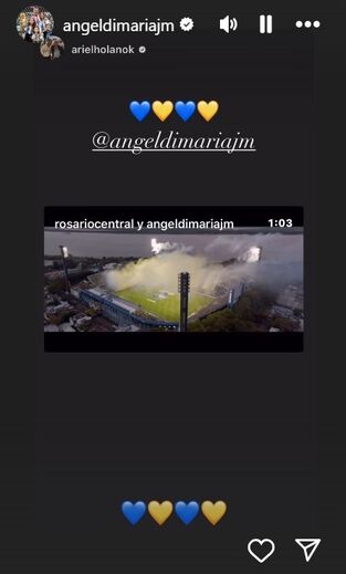 Di María já interage com treinador do Rosario Central