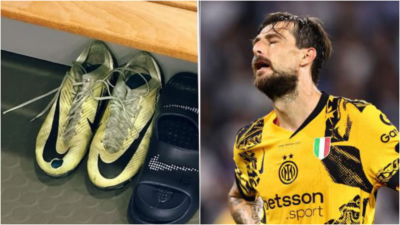 Superstição deu azar: Acerbi jogou final da Champions com uma chuteira rasgada... mas acabou goleado