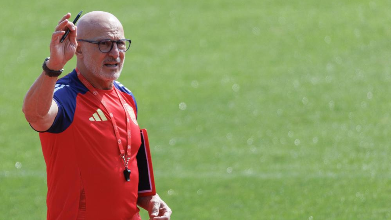 Técnico espanhol, Luis de la Fuente, durante treino