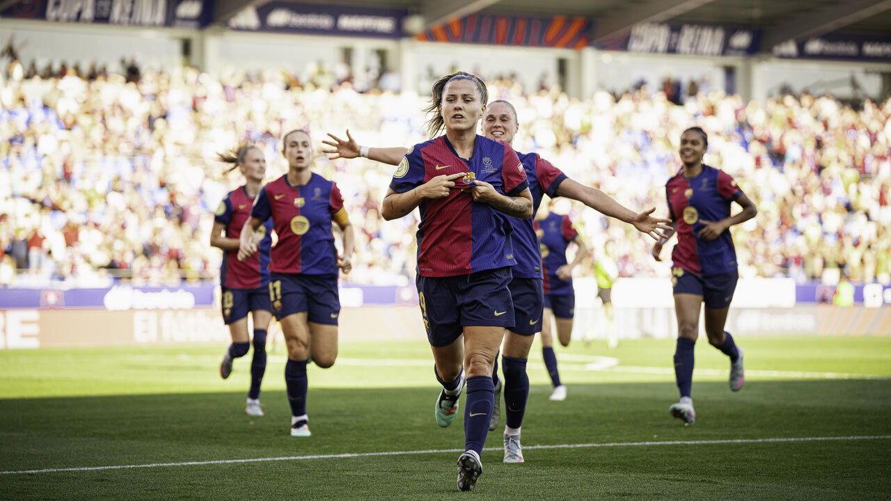 Kika Nazareth celebra conquista da Taça da Rainha pelo Barcelona contra o Atlético Madrid