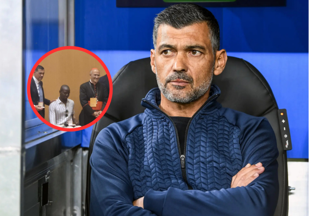 Sérgio Conceição em conferência no Vaticano com o Papa Francisco