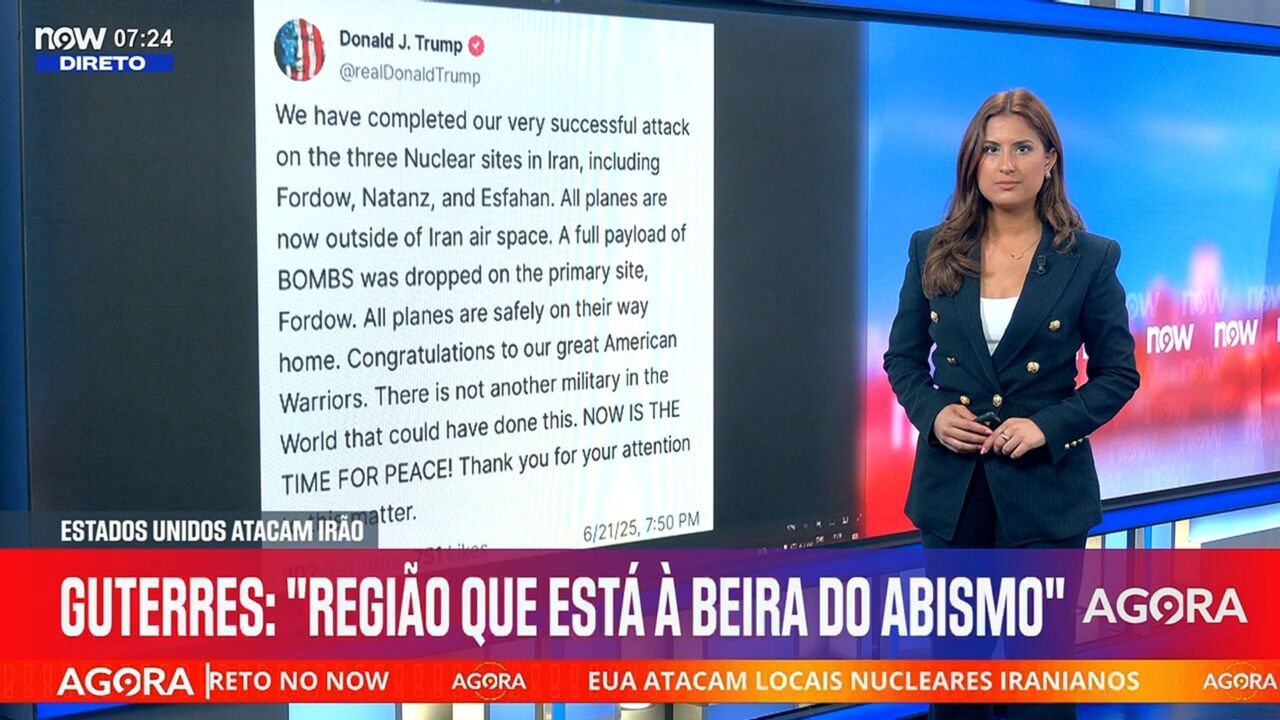 Trump anuncia ataque a locais nucleares iranianos, com Guterres a alertar para o abismo